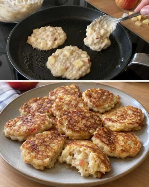 Apfel-Quark-Küchlein: kleine Pfannkuchen mit saftiger Mitte