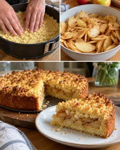 Apfelstreuselkuchen mit saftiger Füllung