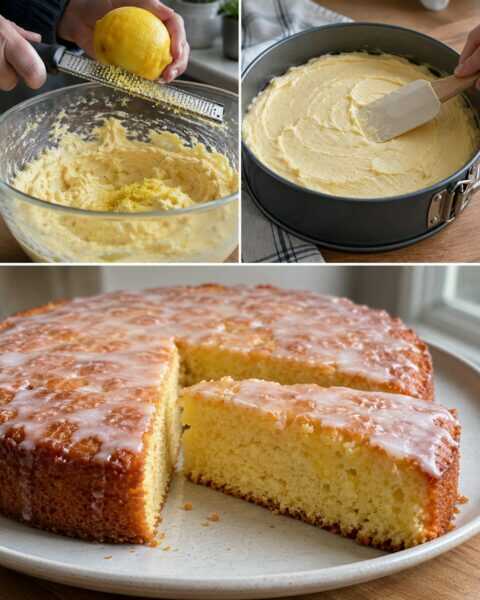 Saftiger Zitronenkuchen mit dünnem Guss