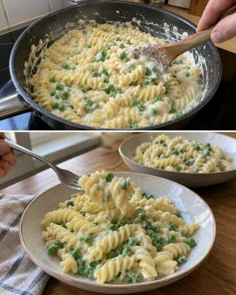 Erbsen-Nudeln mit einer cremigen Frischkäsesoße
