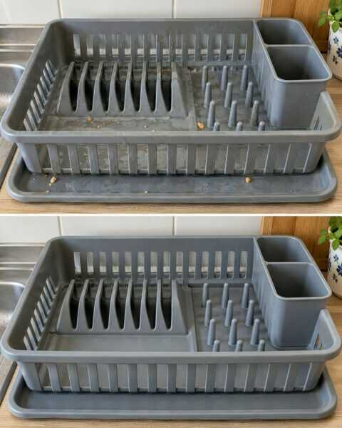 Wasserfilm unter dem Abtropfgestell? So reinigst du Schale und erreichbare Teile