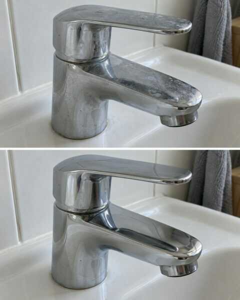 Wasserflecken am Chromhahn? So wird die Armatur wieder gepflegt sauber
